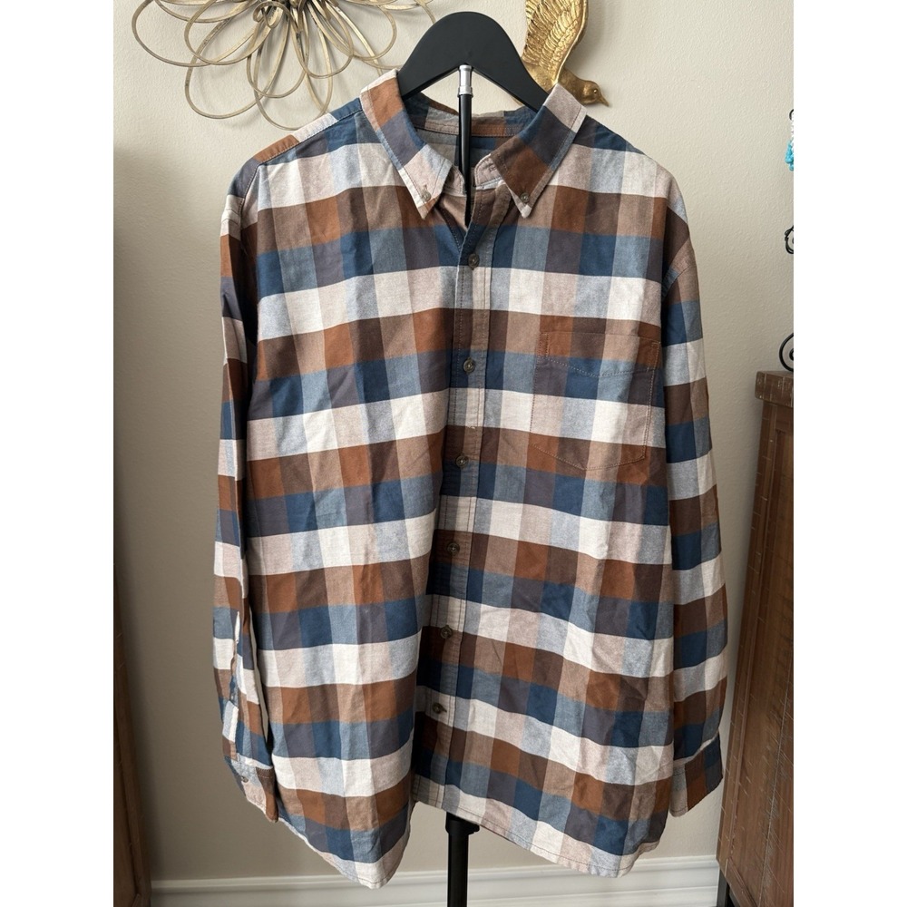 Red Head Brand Co Mens XL Plaid Button Down Shirt Cotton Outdoor Casual Brown